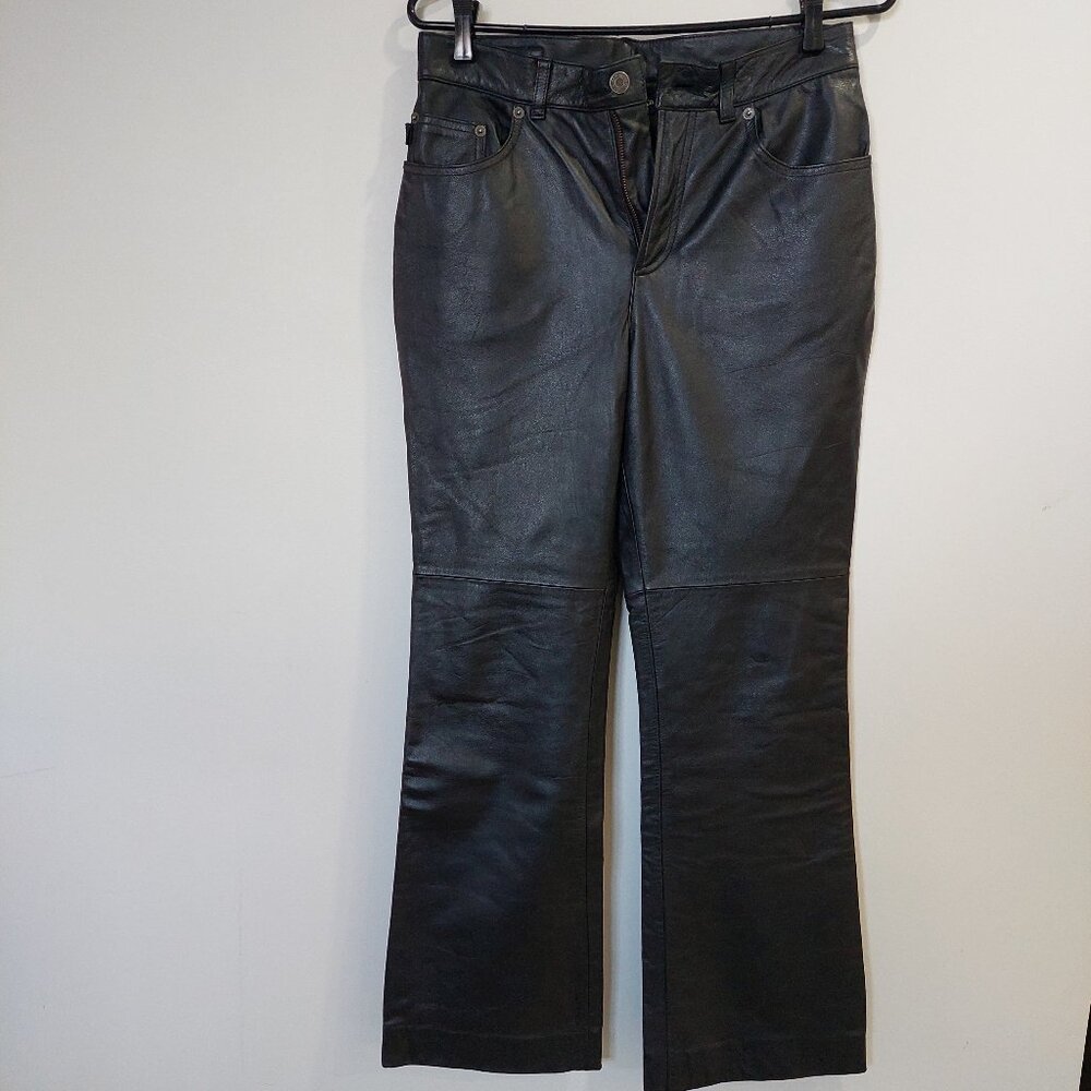 Ralph Lauren Leather Pants Bootcut Black Sz 6